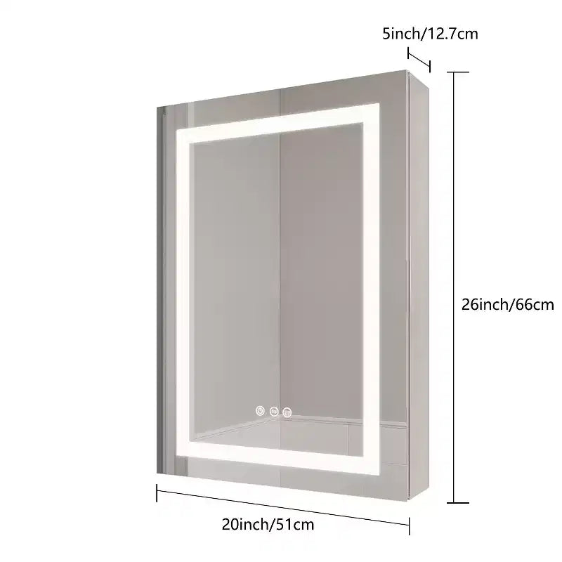 Medicine Outlet Led Medicine Cabinet Mirror,Internal Light,Recessed or Surface Wall Mounted, Defogger, Dimmer,Large Angle Hinge