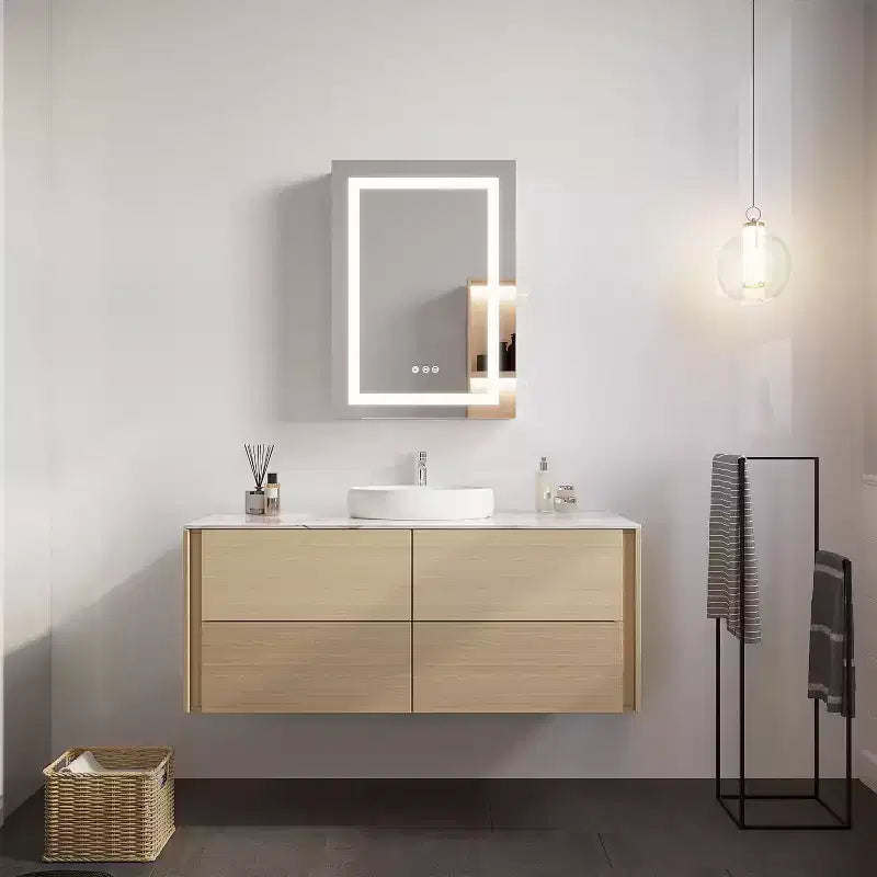 Medicine Outlet Led Medicine Cabinet Mirror,Internal Light,Recessed or Surface Wall Mounted, Defogger, Dimmer,Large Angle Hinge