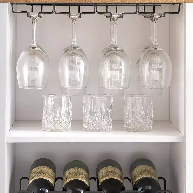 Wine Bar Cabinet, Glass Door Liquor Cabinet with Wine Rack, Coffee Bar Table with Storage, Liquor Sideboard with Adjustable Shelves for Living Room