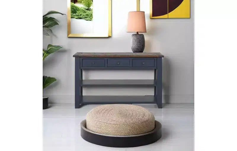 Modern Entryway Table, 48 Pine Wood Console Table with 3 Top Drawers and 2 Open Style Bottom Shelves, for Living Room, Dining Room and Corridor