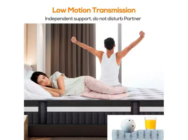 14 Inch Queen Mattress in a box Hybrid Spring Memory Foam Medium Firm, Antimicrobial Fabric Cover, White