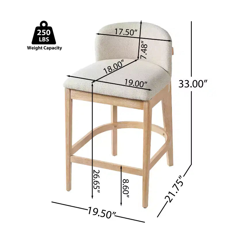 Christopher Knight Home Sabrina Farmhouse Rubberwood Upholstered Counter Stools with Curved Backrest (Set of 2)