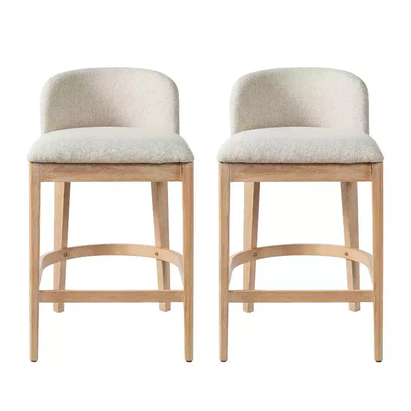 Christopher Knight Home Sabrina Farmhouse Rubberwood Upholstered Counter Stools with Curved Backrest (Set of 2)