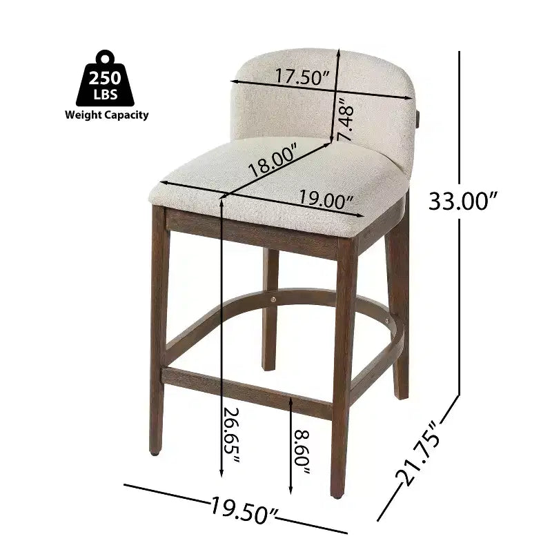 Christopher Knight Home Sabrina Farmhouse Rubberwood Upholstered Counter Stools with Curved Backrest (Set of 2)