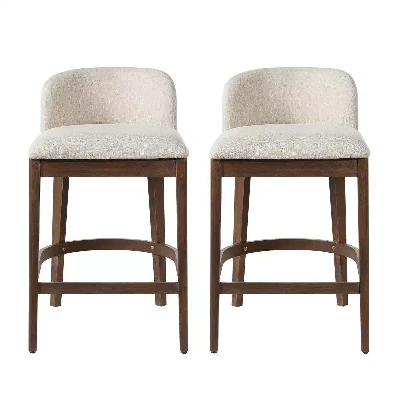 Christopher Knight Home Sabrina Farmhouse Rubberwood Upholstered Counter Stools with Curved Backrest (Set of 2)