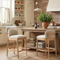 Christopher Knight Home Sabrina Farmhouse Rubberwood Upholstered Counter Stools with Curved Backrest (Set of 2)