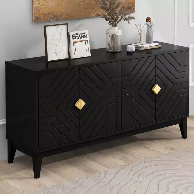 Farmhouse Sideboard Buffet Cabinet, 4 Doors, Adjustable Shelves, Accent Console Table for Kitchen, Living Room, Hallway