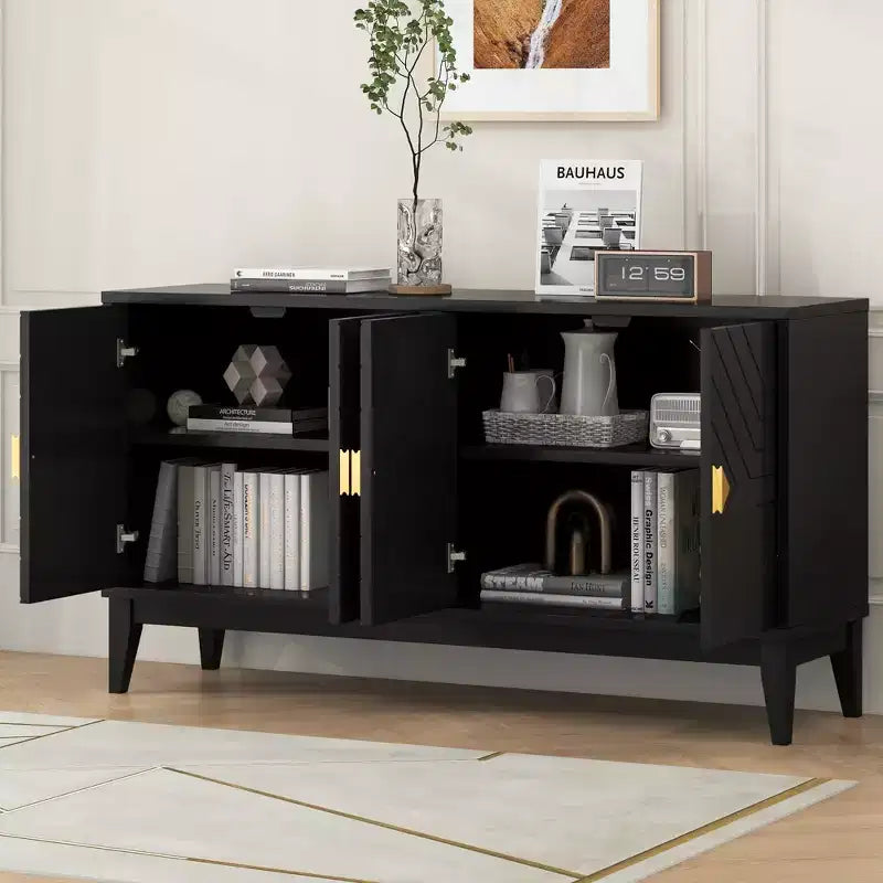 Farmhouse Sideboard Buffet Cabinet, 4 Doors, Adjustable Shelves, Accent Console Table for Kitchen, Living Room, Hallway