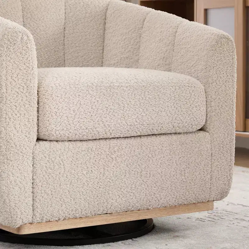 360 Swivel Accent Chair Upholstered Barrel Chair Pumpkin-Shape Armchair Club Chair Office Chair Round Single Lounge Sofa - ModernLuxe