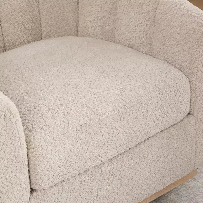 360 Swivel Accent Chair Upholstered Barrel Chair Pumpkin-Shape Armchair Club Chair Office Chair Round Single Lounge Sofa - ModernLuxe