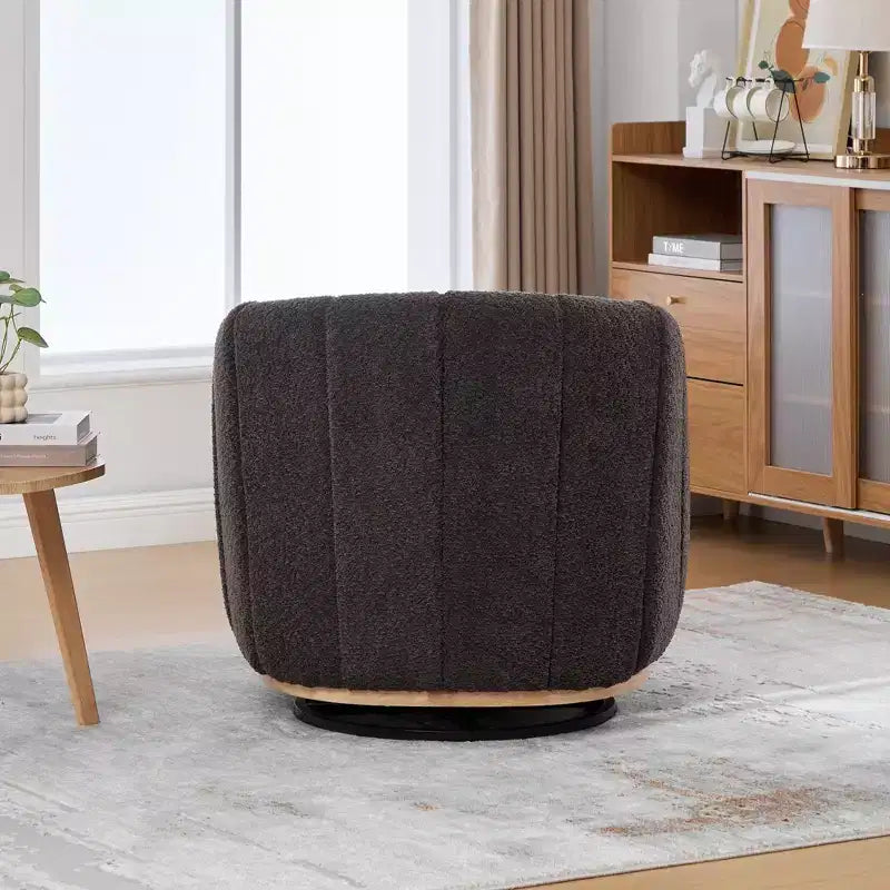 360 Swivel Accent Chair Upholstered Barrel Chair Pumpkin-Shape Armchair Club Chair Office Chair Round Single Lounge Sofa - ModernLuxe