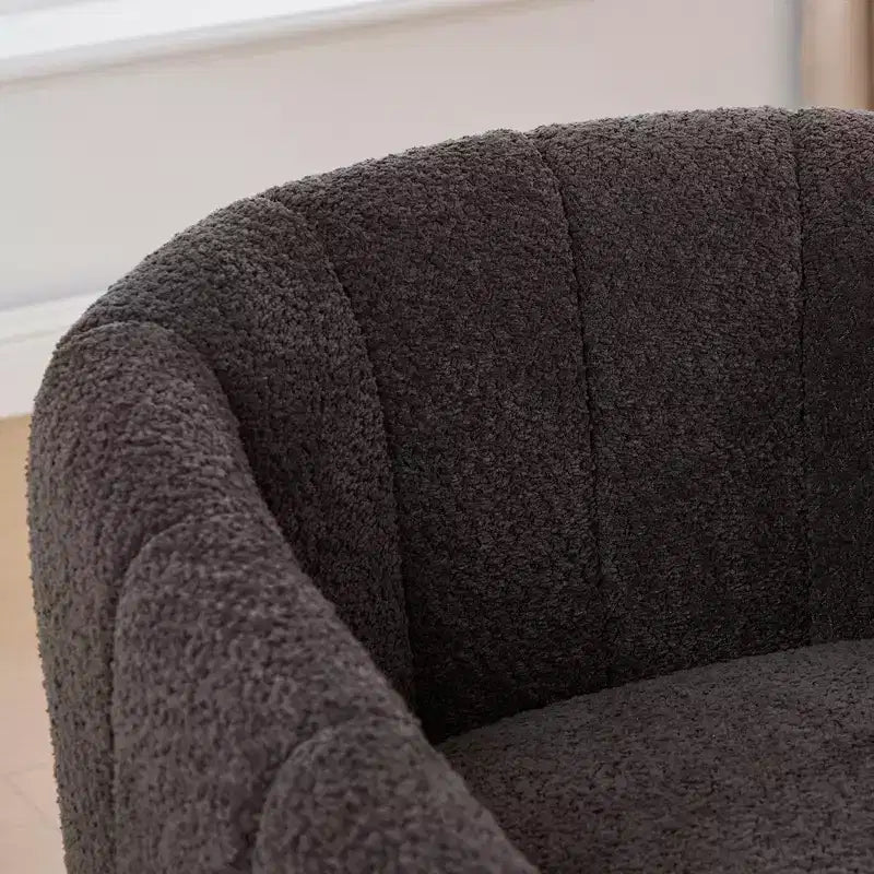 360 Swivel Accent Chair Upholstered Barrel Chair Pumpkin-Shape Armchair Club Chair Office Chair Round Single Lounge Sofa - ModernLuxe