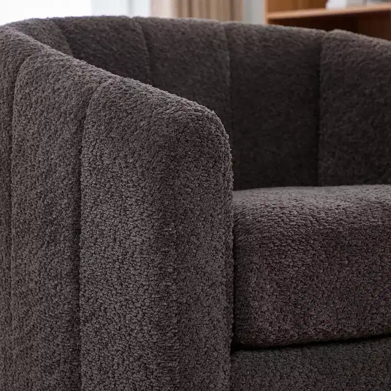 360 Swivel Accent Chair Upholstered Barrel Chair Pumpkin-Shape Armchair Club Chair Office Chair Round Single Lounge Sofa - ModernLuxe