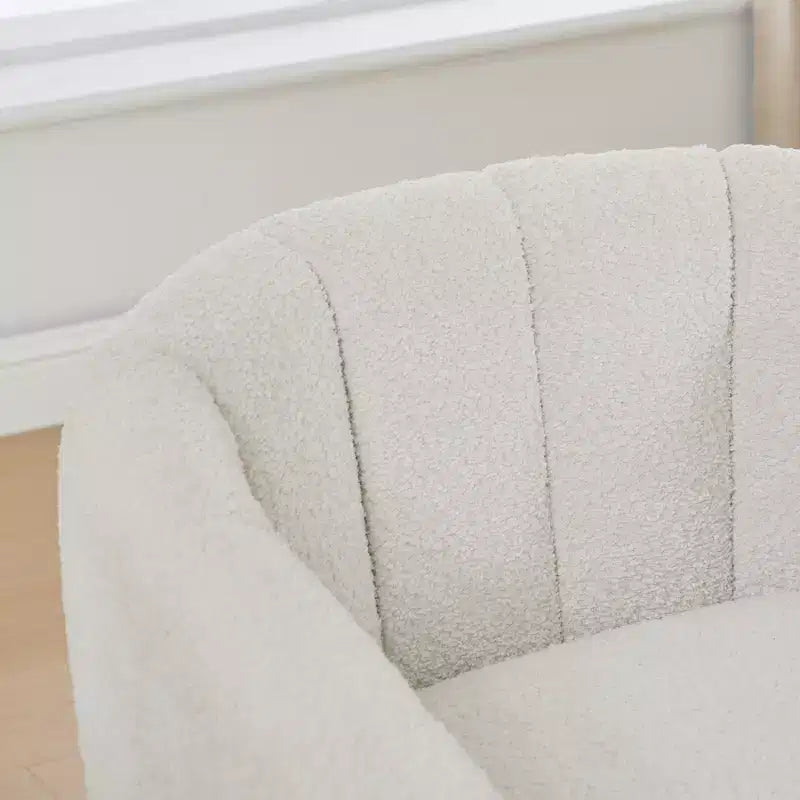 360 Swivel Accent Chair Upholstered Barrel Chair Pumpkin-Shape Armchair Club Chair Office Chair Round Single Lounge Sofa - ModernLuxe