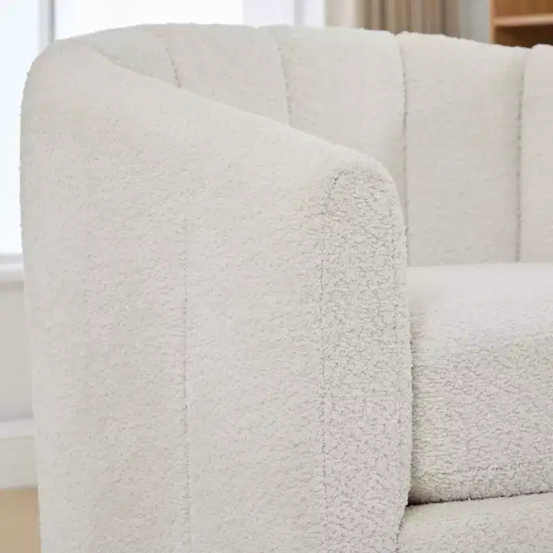 360 Swivel Accent Chair Upholstered Barrel Chair Pumpkin-Shape Armchair Club Chair Office Chair Round Single Lounge Sofa - ModernLuxe