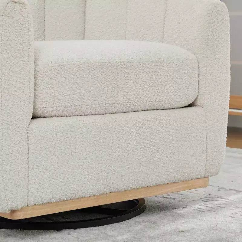 360 Swivel Accent Chair Upholstered Barrel Chair Pumpkin-Shape Armchair Club Chair Office Chair Round Single Lounge Sofa - ModernLuxe
