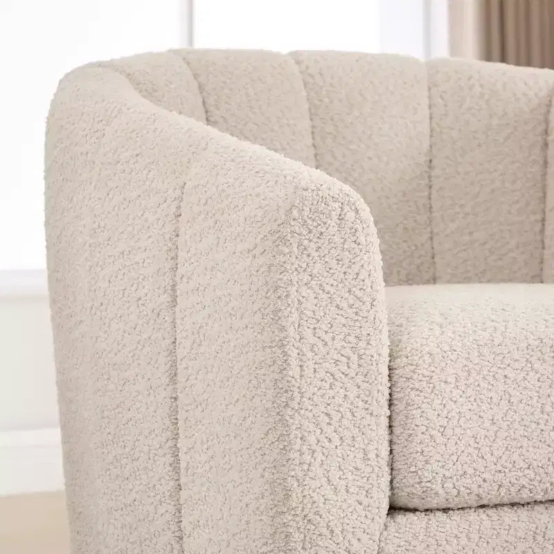 360 Swivel Accent Chair Upholstered Barrel Chair Pumpkin-Shape Armchair Club Chair Office Chair Round Single Lounge Sofa - ModernLuxe
