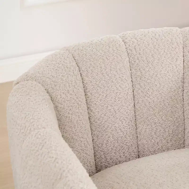 360 Swivel Accent Chair Upholstered Barrel Chair Pumpkin-Shape Armchair Club Chair Office Chair Round Single Lounge Sofa - ModernLuxe
