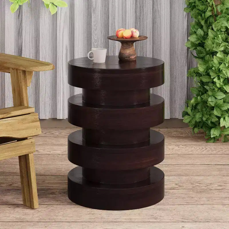 Round End Table MGO Side Table for Indoor Outdoor, Accent Table Sofa Side Table Cocktail Table Plant Stand - ModernLuxe