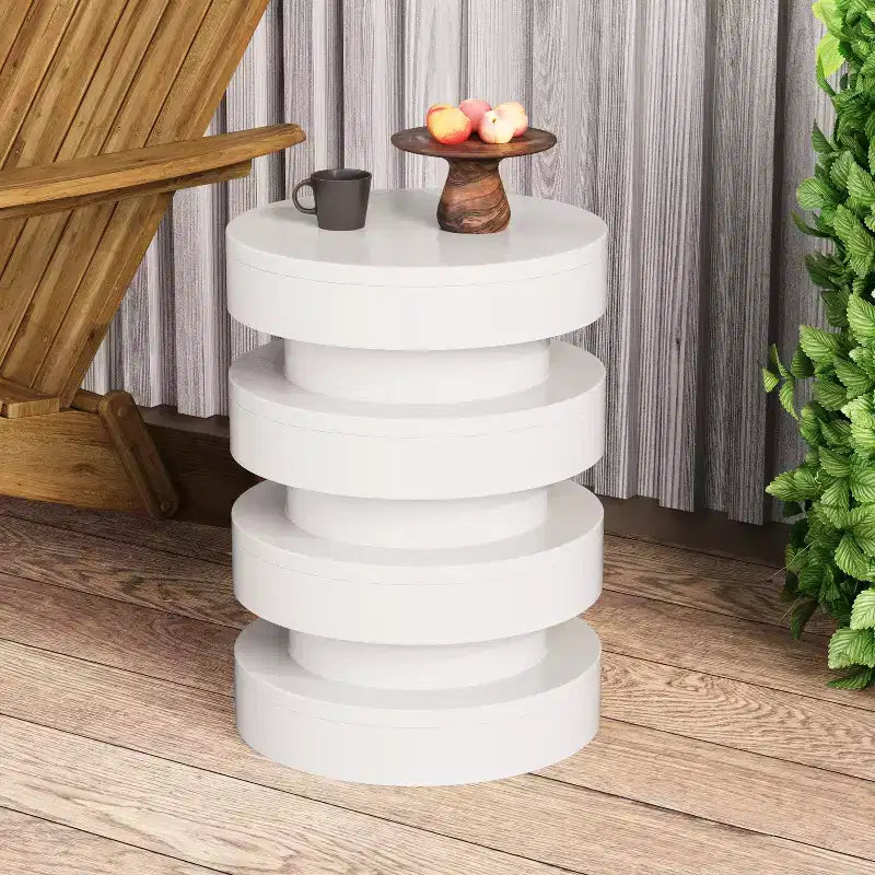 Round End Table MGO Side Table for Indoor Outdoor, Accent Table Sofa Side Table Cocktail Table Plant Stand - ModernLuxe