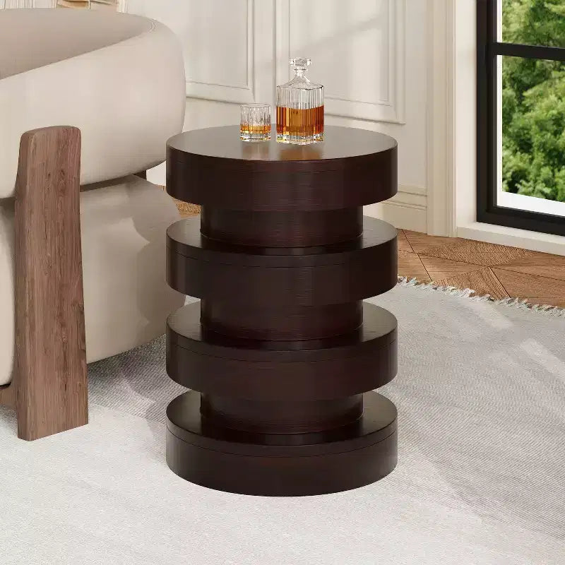 Round End Table MGO Side Table for Indoor Outdoor, Accent Table Sofa Side Table Cocktail Table Plant Stand - ModernLuxe