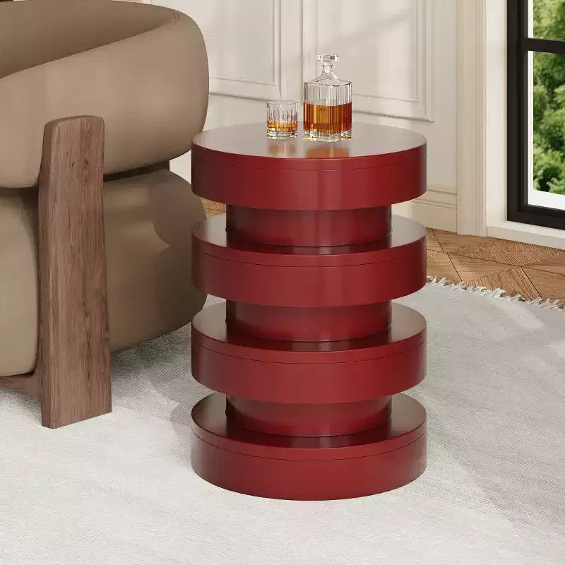 Round End Table MGO Side Table for Indoor Outdoor, Accent Table Sofa Side Table Cocktail Table Plant Stand - ModernLuxe