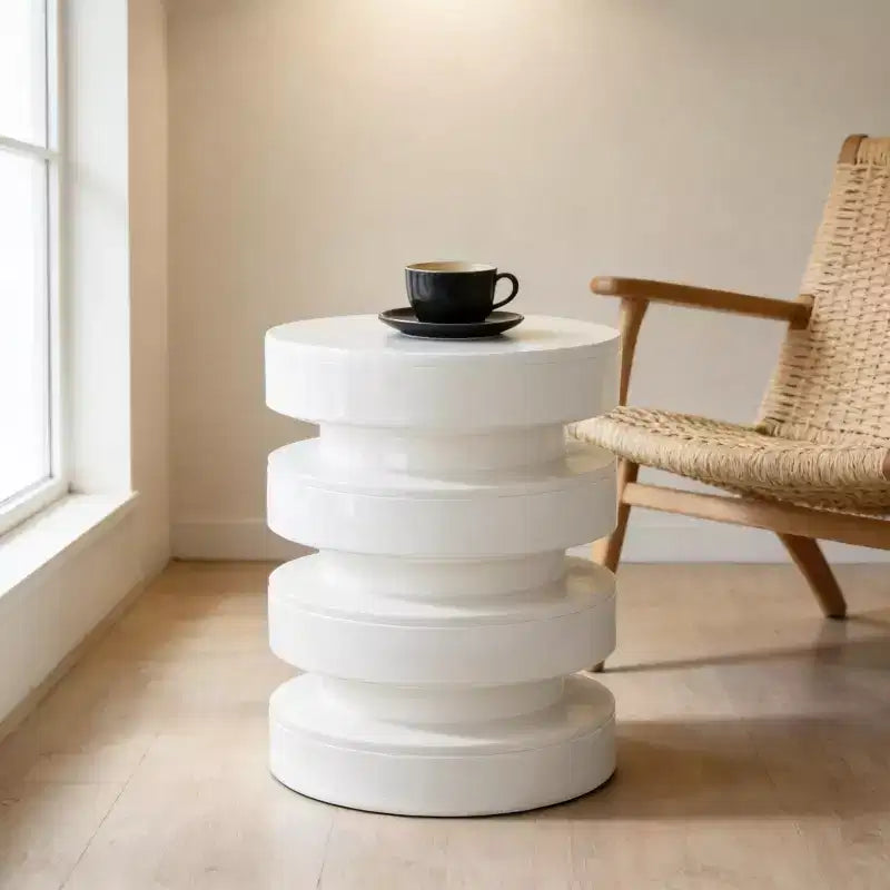 Round End Table MGO Side Table for Indoor Outdoor, Accent Table Sofa Side Table Cocktail Table Plant Stand - ModernLuxe
