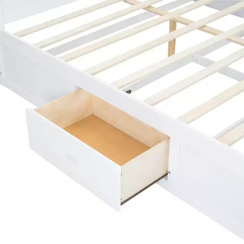 GDFStudio Alvarez Wood Platform Bed with Multi-storage Headboard, USB and Drawers
