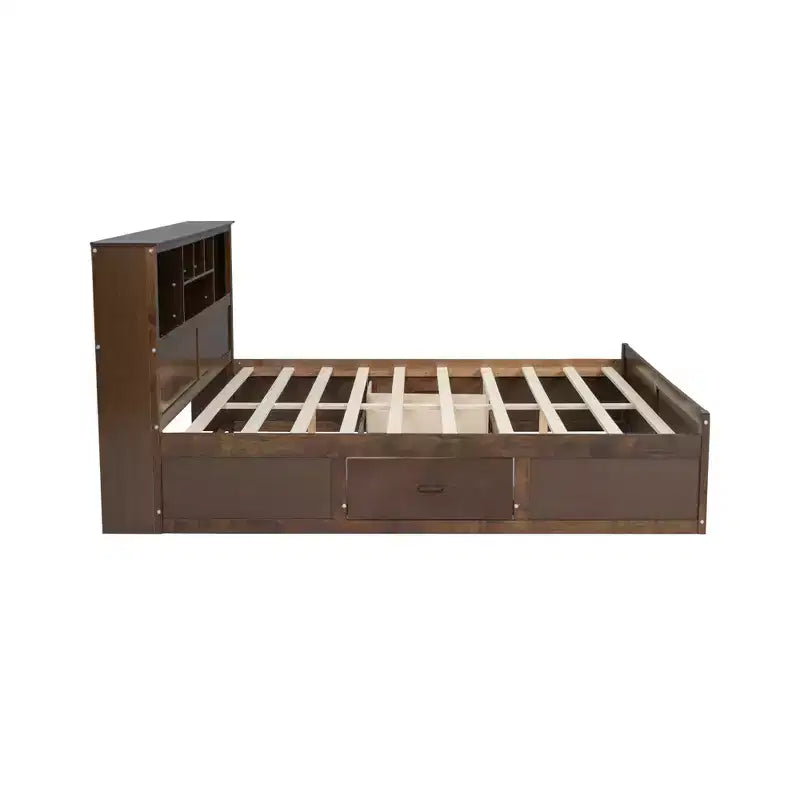 GDFStudio Alvarez Wood Platform Bed with Multi-storage Headboard, USB and Drawers