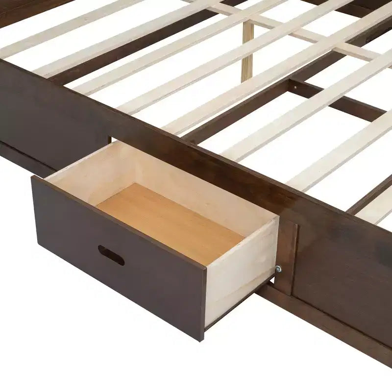GDFStudio Alvarez Wood Platform Bed with Multi-storage Headboard, USB and Drawers