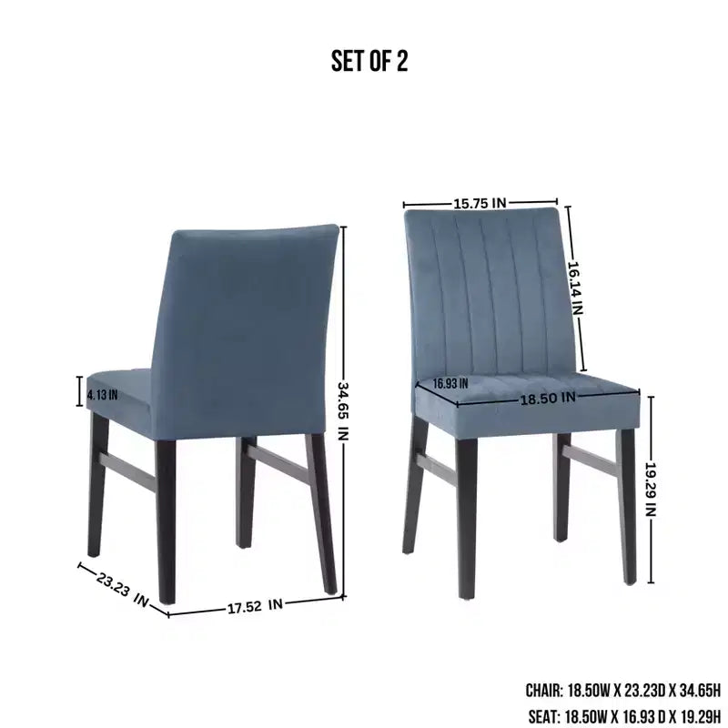 TUYOHW Modern Armless Dining Chairs Set of 2,Upholstered Dining Room Chairs with Vertical Stripes Backrest & Solid Wood Frame