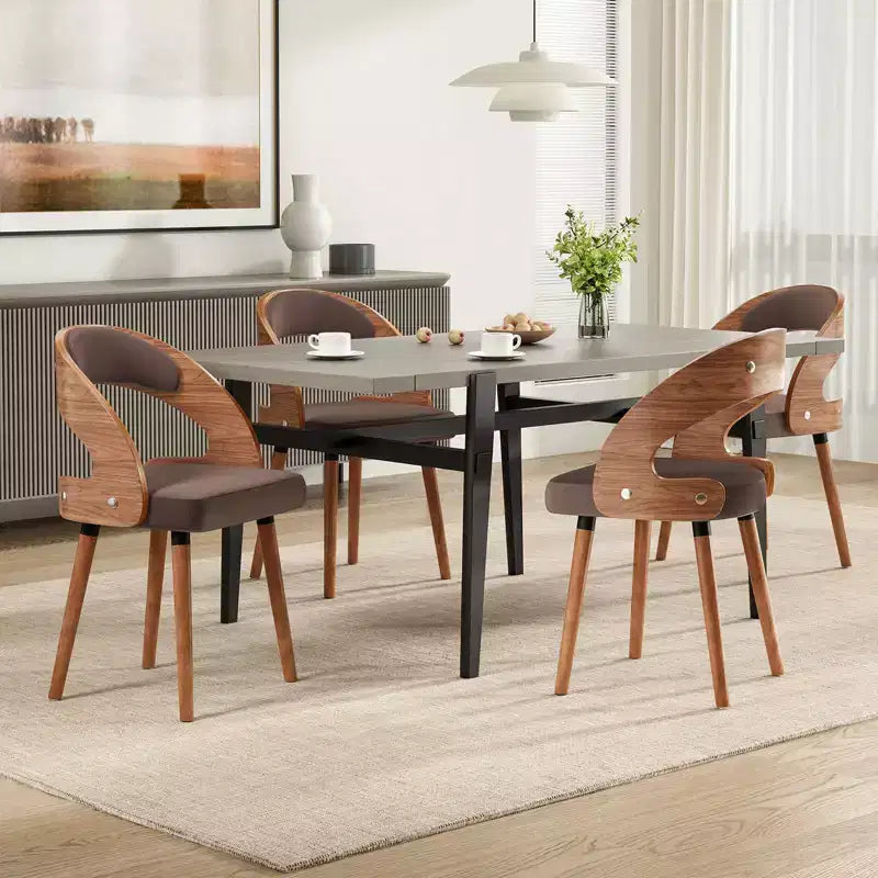 TUYOHW Modern Round Dining Chairs Set of 2,Upholstered Dining Room Chairs with Curved Backrest & Sturdy Wood Frame