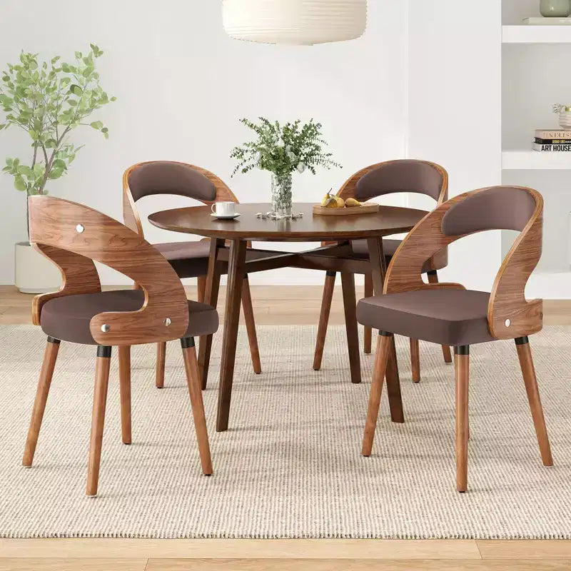 TUYOHW Modern Round Dining Chairs Set of 2,Upholstered Dining Room Chairs with Curved Backrest & Sturdy Wood Frame