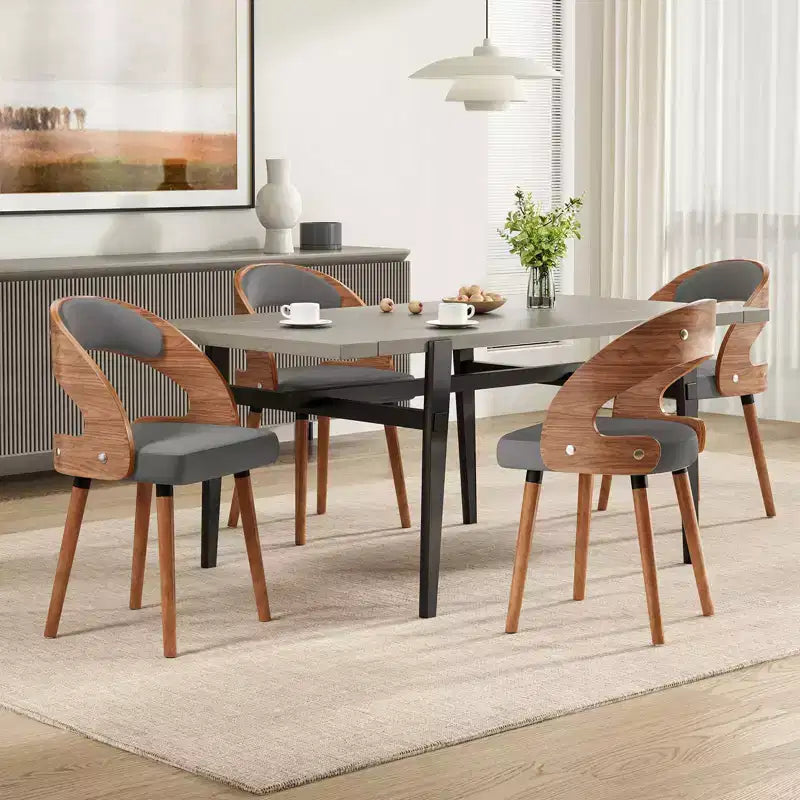 TUYOHW Modern Round Dining Chairs Set of 2,Upholstered Dining Room Chairs with Curved Backrest & Sturdy Wood Frame