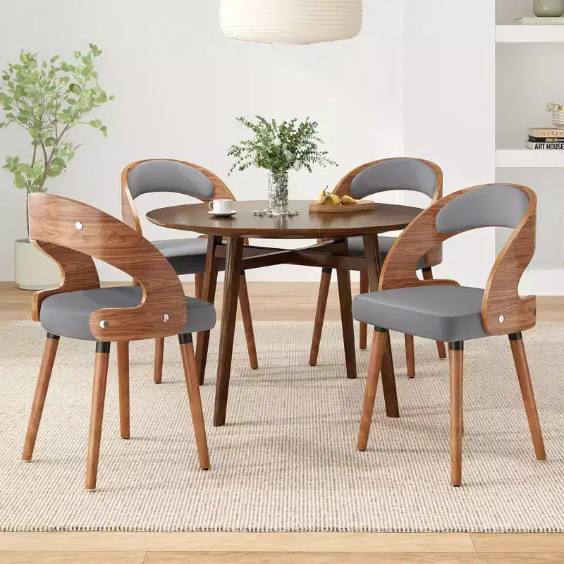 TUYOHW Modern Round Dining Chairs Set of 2,Upholstered Dining Room Chairs with Curved Backrest & Sturdy Wood Frame