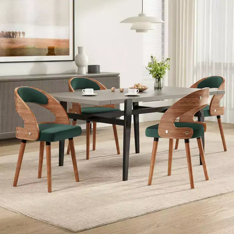 TUYOHW Modern Round Dining Chairs Set of 2,Upholstered Dining Room Chairs with Curved Backrest & Sturdy Wood Frame