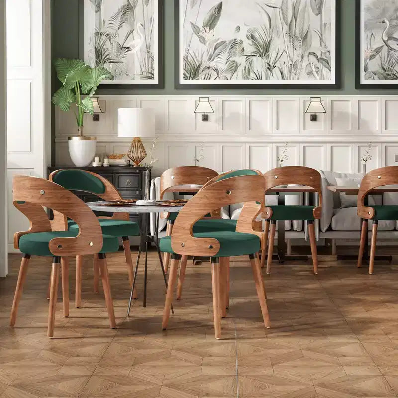 TUYOHW Modern Round Dining Chairs Set of 2,Upholstered Dining Room Chairs with Curved Backrest & Sturdy Wood Frame