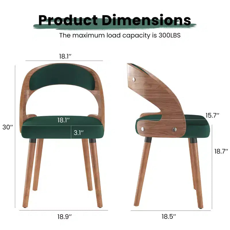 TUYOHW Modern Round Dining Chairs Set of 2,Upholstered Dining Room Chairs with Curved Backrest & Sturdy Wood Frame