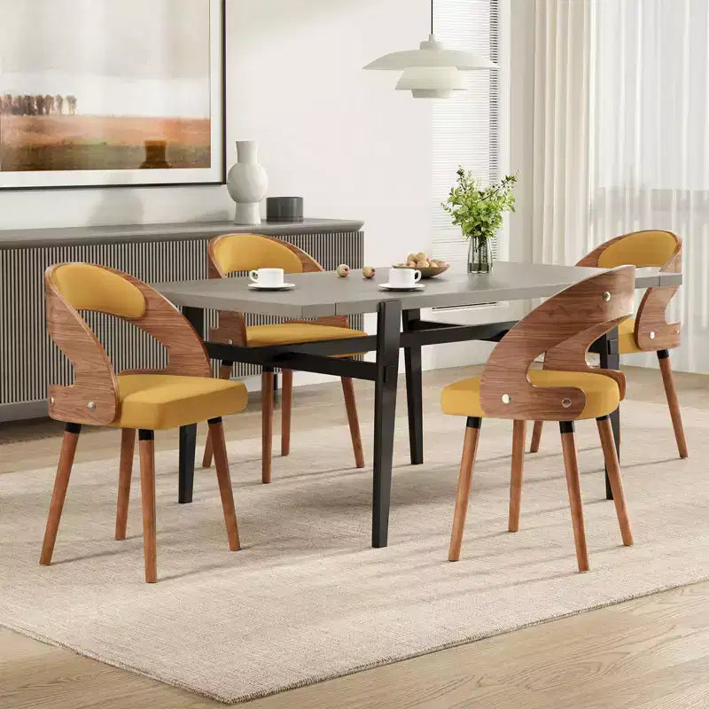 TUYOHW Modern Round Dining Chairs Set of 2,Upholstered Dining Room Chairs with Curved Backrest & Sturdy Wood Frame