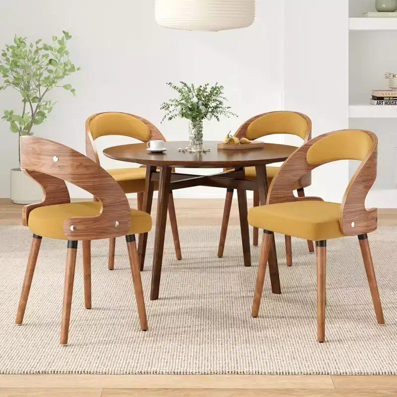 TUYOHW Modern Round Dining Chairs Set of 2,Upholstered Dining Room Chairs with Curved Backrest & Sturdy Wood Frame