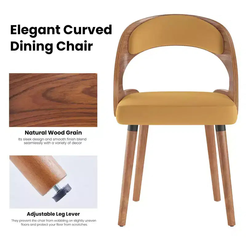TUYOHW Modern Round Dining Chairs Set of 2,Upholstered Dining Room Chairs with Curved Backrest & Sturdy Wood Frame