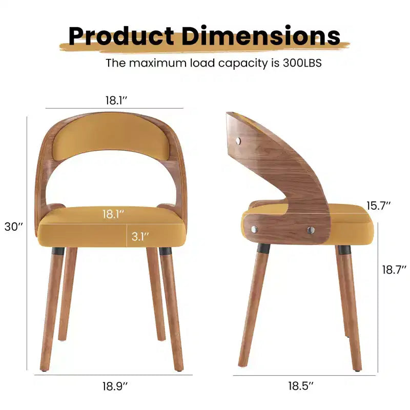 TUYOHW Modern Round Dining Chairs Set of 2,Upholstered Dining Room Chairs with Curved Backrest & Sturdy Wood Frame