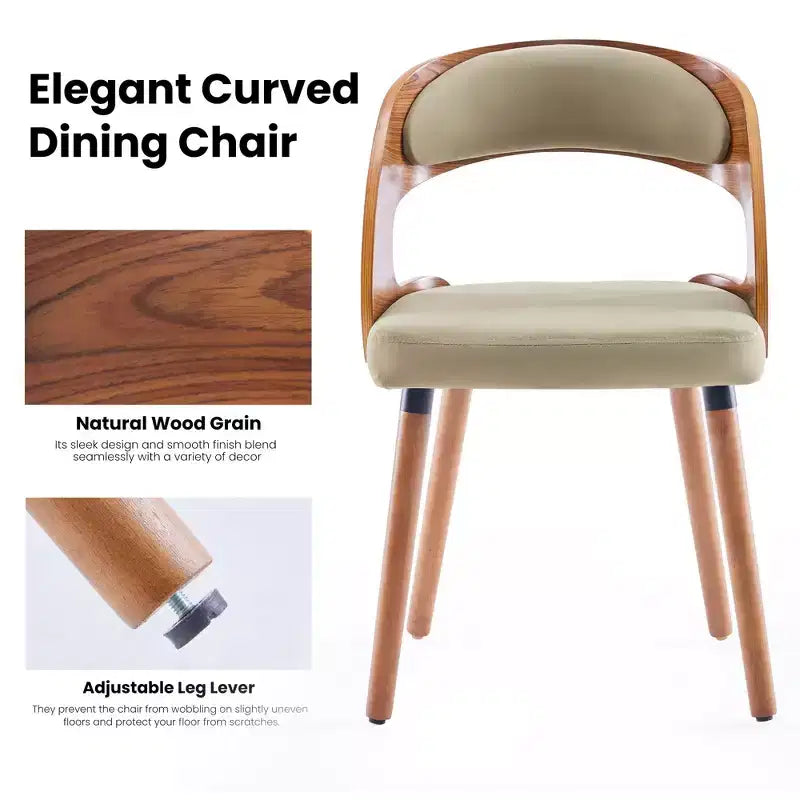 TUYOHW Modern Round Dining Chairs Set of 2,Upholstered Dining Room Chairs with Curved Backrest & Sturdy Wood Frame