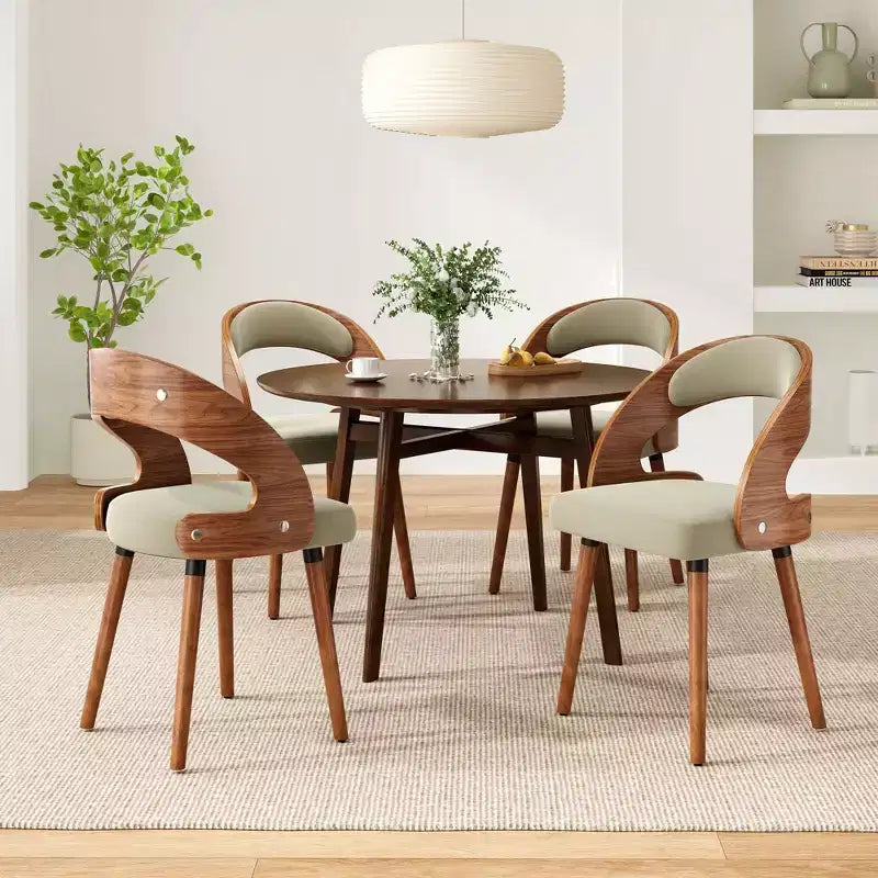 TUYOHW Modern Round Dining Chairs Set of 2,Upholstered Dining Room Chairs with Curved Backrest & Sturdy Wood Frame