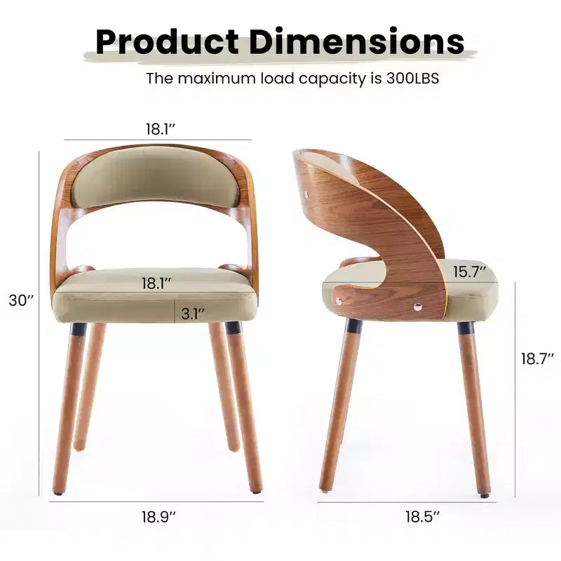 TUYOHW Modern Round Dining Chairs Set of 2,Upholstered Dining Room Chairs with Curved Backrest & Sturdy Wood Frame