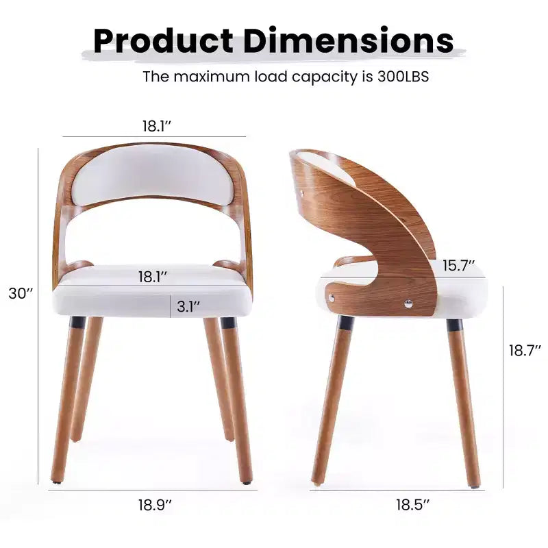 TUYOHW Modern Round Dining Chairs Set of 2,Upholstered Dining Room Chairs with Curved Backrest & Sturdy Wood Frame