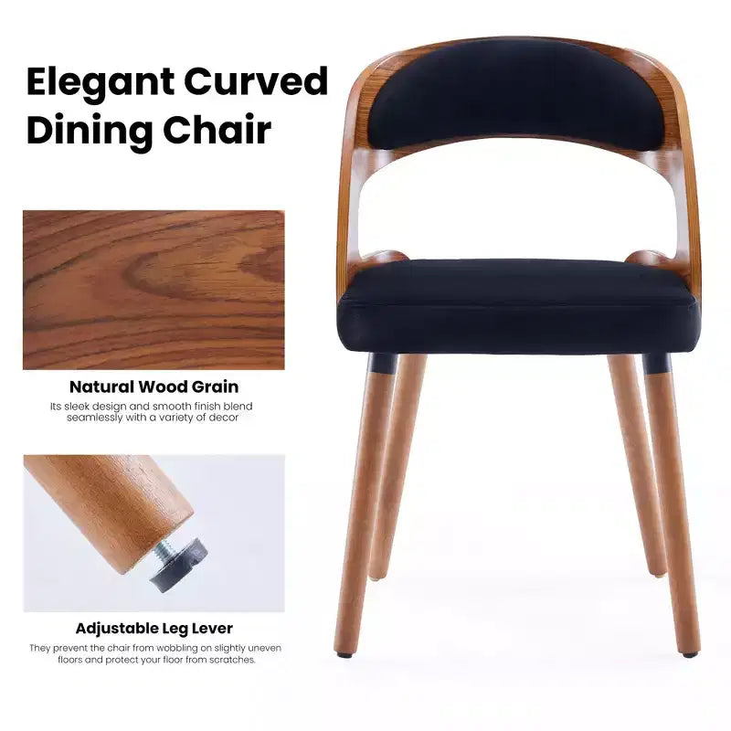 TUYOHW Modern Round Dining Chairs Set of 2,Upholstered Dining Room Chairs with Curved Backrest & Sturdy Wood Frame