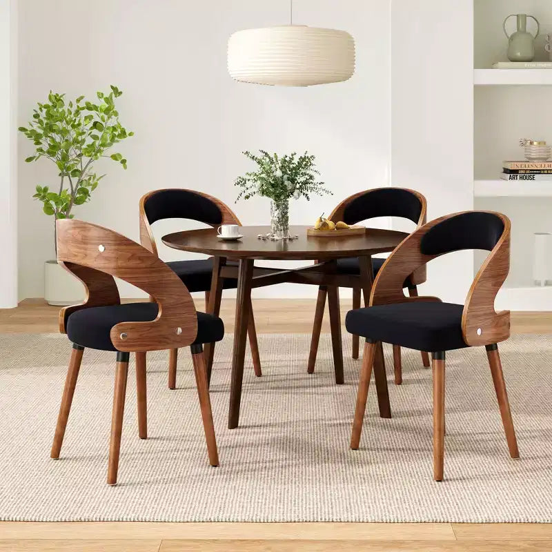 TUYOHW Modern Round Dining Chairs Set of 2,Upholstered Dining Room Chairs with Curved Backrest & Sturdy Wood Frame