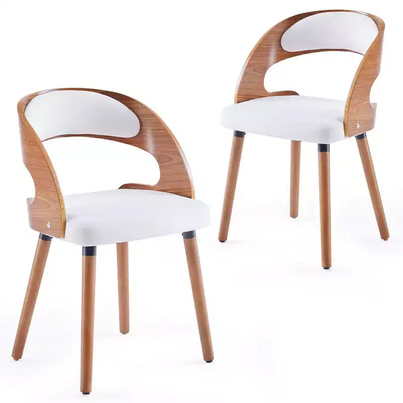 TUYOHW Modern Round Dining Chairs Set of 2,Upholstered Dining Room Chairs with Curved Backrest & Sturdy Wood Frame