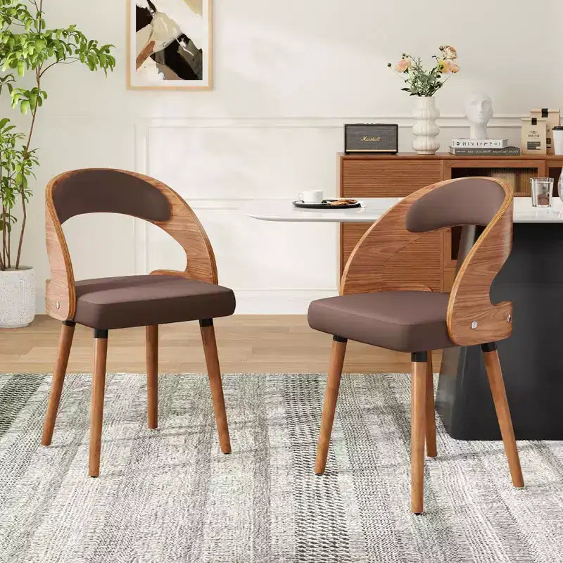 TUYOHW Modern Round Dining Chairs Set of 2,Upholstered Dining Room Chairs with Curved Backrest & Sturdy Wood Frame